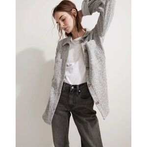 Madewell MWL (Re)sourced Sweater Fleece Shirt-Jacket in Heather Gray